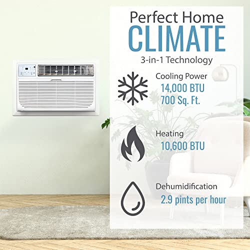 14,000 BTU Through-The-Wall AC with Heating & Remote