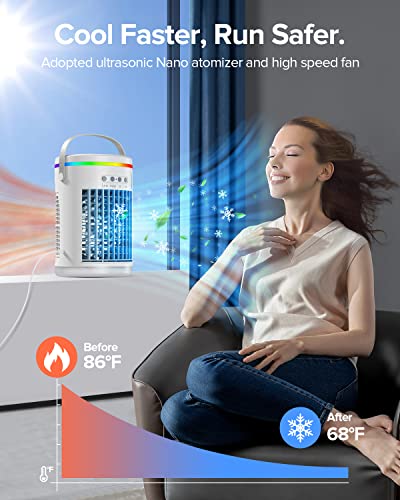 Portable Evaporative Air Cooler with LED Light