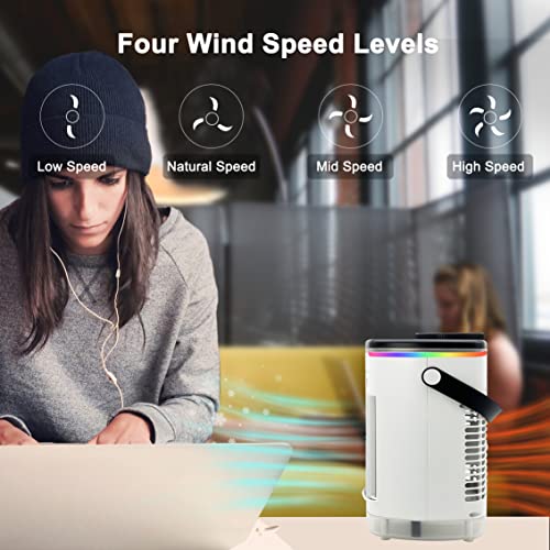 LEAEYFE Portable Cooling Fan with LED Light