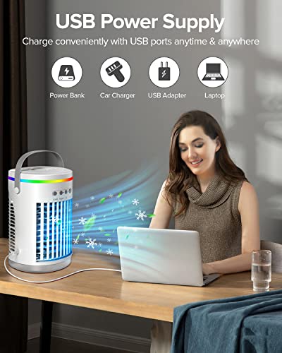 Portable Evaporative Air Cooler with LED Light