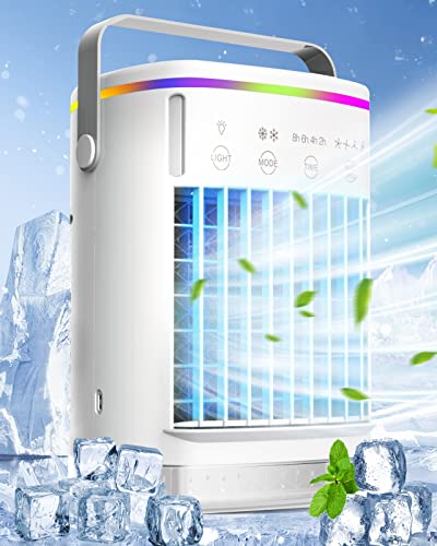 Portable 4-Speed Air Cooler with Timer & LED Light