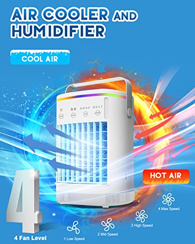 Portable 4-Speed Air Cooler with Timer & LED Light