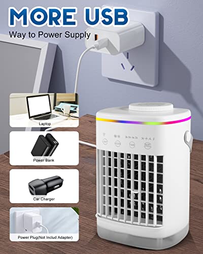 Portable 4-Speed Air Cooler with Timer & LED Light
