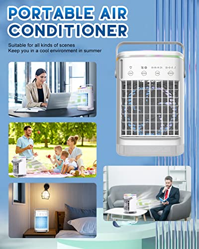 Portable 4-Speed Air Cooler with Timer & LED Light