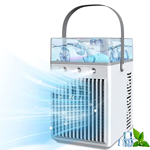 Portable Rechargeable Air Cooler with LED Light & Atomizer Holes