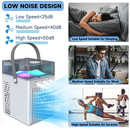 Portable Rechargeable Air Cooler with LED Light & Atomizer Holes