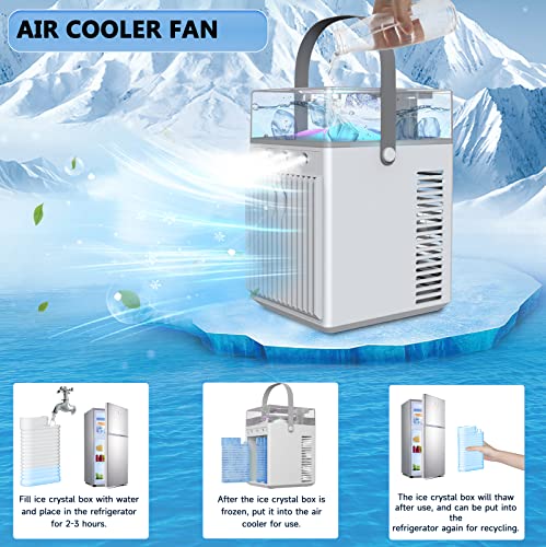 Portable Rechargeable Air Cooler with LED Light & Atomizer Holes