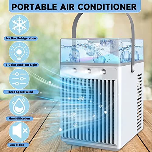 Portable Rechargeable Air Cooler with LED Light & Atomizer Holes