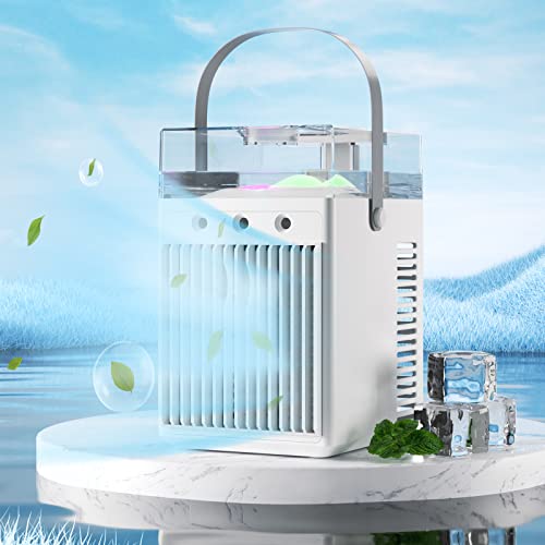 Portable Rechargeable Air Cooler with LED Light & Atomizer Holes