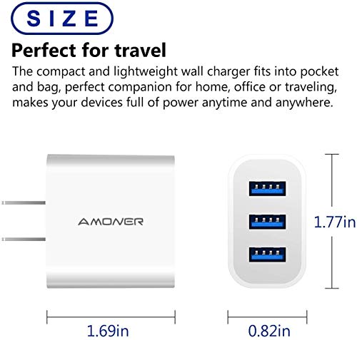 15W 3-Port USB Wall Charger, 2-Pack