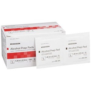 Isopropyl Alcohol Prep Pads, 100 Individually Wrapped Wipes