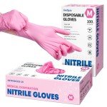 Pink Nitrile Exam Gloves - Powder-Free, 100 Pack