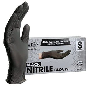 Black Nitrile Gloves, Powder-Free, 100-Count Small