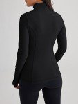 Trendy Women's Black Turtleneck Zip-Up Hoodie