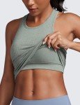 Seamless Ribbed High Neck Sports Bra - Dark Green