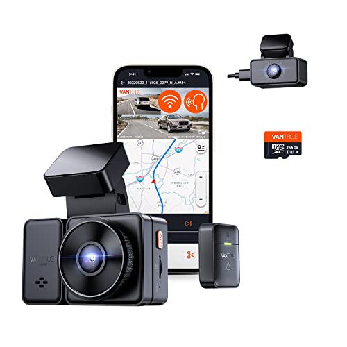 Bundle: Vantrue E2 Wi-Fi Front and Rear GPS Dashcam + Vantrue 256GB microSD Card