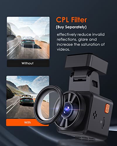 Vantrue E1 2.5K WiFi GPS Mini Dash Cam 1944P Voice Control Car Dash Camera with Super Night Vision, 24 Hours Parking Mode, Buffered Motion Detection, Wireless Controller, Support 512GB Max