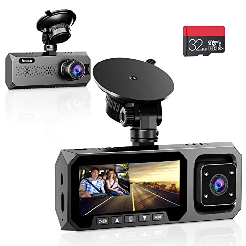 Dual Dash Cam Front and Inside 1080P Dash Camera for Cars with IR Night Vision Car Dash Cam for Taxi Accident Lock Parking Monitor 2.5" LCD Screen(SD Card Included)