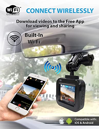 Dash Cam Pro Wi-Fi - As Seen on TV Dash Cam 360°, Motion Detection, 2.0” LCD, 1080p HD, Dashboard Camera Video Recorder, Loop Recording, Night-Mode