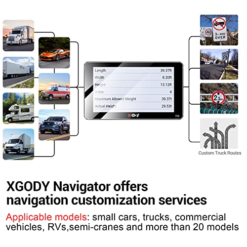 XGODY GPS Navigation for car 2.5D Screen 7 inch 2023 maps car GPS for car Truck GPS Commercial Drivers semi Trucker Navigation System 8GB 256M with Voice Guidance Free Lifetime map Updates