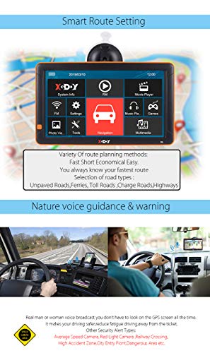 Truck GPS XGODY GPS Navigation 9" Inch Big Screen for Truck Drivers Navigation Bluetooth AV-in Lifetime North America Maps (USA + Canada) 3D & 2D Maps, 8GB, Turn by Turn Directions