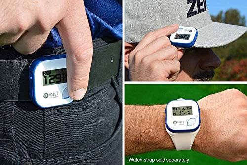 GolfBuddy Clip on Voice 2 Golf Navigation GPS for Hat/GPS and Laser Rangefinder, 14 Hours Battery Life, Water Resistant with Lifetime Free Courses and Software Updates,White/Navy