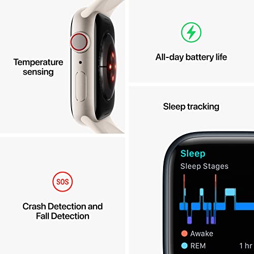 Apple Watch Series 8 [GPS + Cellular 45mm] Smart Watch w/Aluminium Case with Sport Band