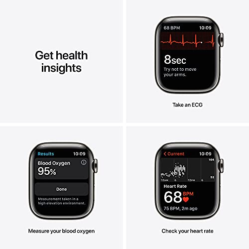 Apple Watch Series 7 [GPS + Cellular 41mm] Smart Watch w/Graphite Stainless Steel Case with Graphite Milanese Loop. Fitness Tracker, Blood Oxygen & ECG Apps, Always-On Retina Display, Water Resistant