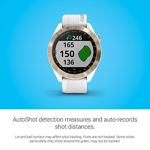 Garmin Approach S40, Stylish GPS Golf Smartwatch, Lightweight With Touchscreen Display, White/Light Gold