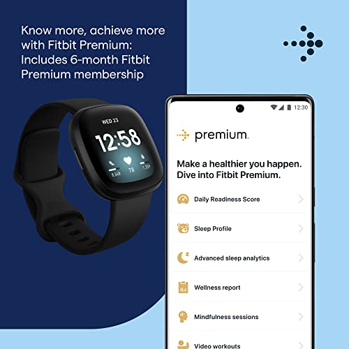 Fitbit Versa 3 Health & Fitness Smartwatch with GPS, 24/7 Heart Rate, Alexa Built-in, 6+ Days Battery, One Size (S & L Bands Included)