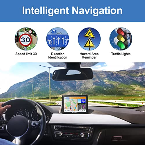 Aonerex GPS Navigation for car, 9-inch Car GPS High-Definition Touch Screen 8GB 256MB Satellite Navigation,2022 Upgrade with Lifetime Map, Voice Turn Instructions