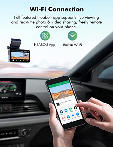 Heaboli 4K Dual Dash Cam Front and Rear, Wi-Fi GPS, Dash Camera for Cars with 3 Inches IPS Touch Screen, Car Camera Driving Recorder with Night Vision, Parking Mode
