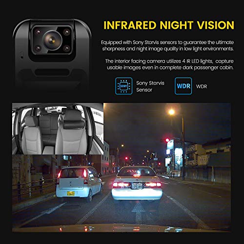 3 Channel Dash Cam, Zenfox 2K 1440P Front+1080P Interior+1080P Rear Triple Dash Camera, Dual-Band WiFi, IR Night Vision, Built-in GPS, Parking Mode, Motion Detection, G-Sensor, Support 256GB Card
