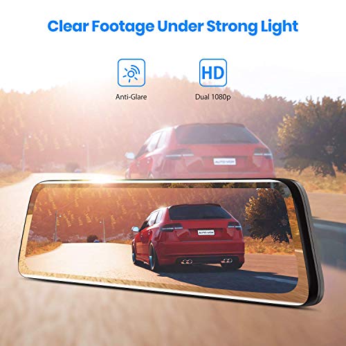 AUTO-VOX V5PRO OEM Look Rear View Mirror Camera with Neat Wiring, No Glare Mirror Dash Cam front and rear, 9.35'' Full Laminated Ultrathin Touch Screen, Dual 1080P Super Night Vision Car Backup Camera