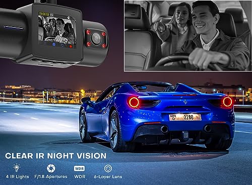Dual 1080P Dash Cam, Built in WiFi GPS, Front and Inside Dashcams for Cars with Infrared Night Vision, Smart Dash Camera with Sony Sensor, Supercapacitor, Accident Record, Parking Mode Avaett D60