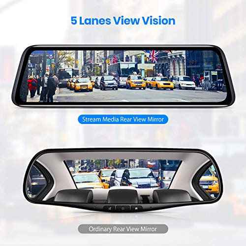 AUTO-VOX V5PRO OEM Look Rear View Mirror Camera with Neat Wiring, No Glare Mirror Dash Cam front and rear, 9.35'' Full Laminated Ultrathin Touch Screen, Dual 1080P Super Night Vision Car Backup Camera