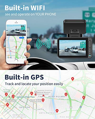 XTU 4K Dash Cam with WiFi/ GPS and Magnetic Mount Built-in, Dash Camera with Sony Sensor 1440P+1080P Dual Lens, Mini Size,Loop Recording,Gesture Snapshot,Auto Recording (32G SD Card Included)