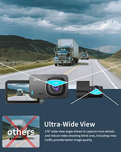 XTU 4K Dash Cam with WiFi/ GPS and Magnetic Mount Built-in, Dash Camera with Sony Sensor 1440P+1080P Dual Lens, Mini Size,Loop Recording,Gesture Snapshot,Auto Recording (32G SD Card Included)