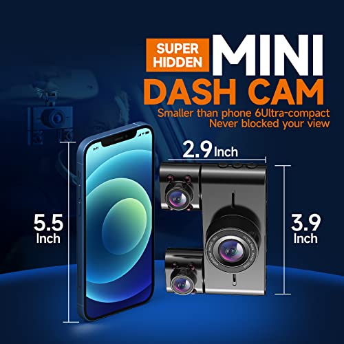 HUPEJOS V7 360° Dash Cam, 4 Channel Quad Camera FHD 1080P*4 Front, Left, Right, and Rear with WiFi, Adjustable Lens Dash Camera for Cars with Night Vision, Free 128GB Card，24 Hours Radar Parking Mode