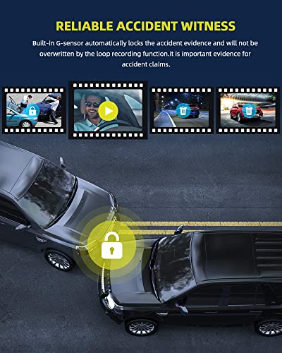 WiFi Dash Cam with 64GB U3 SD Card 4K Car Camera GPS Speed 3 Channel Dash Camera Front and Rear Inside 2K+1080P+2K IR Night Vision,170° Wide Angle,WDR Type-C Port,Emergency Lock, Parking Monitor