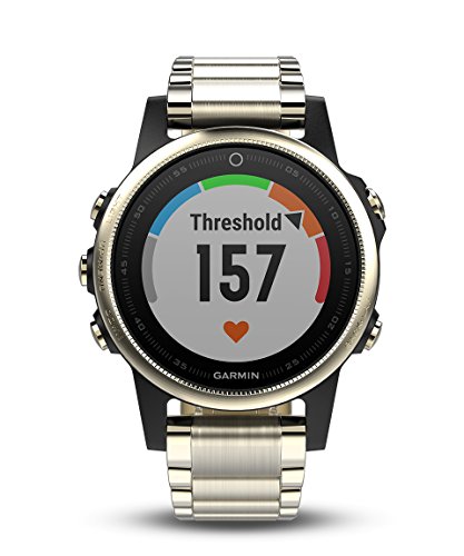 Garmin fēnix 5S, Premium and Rugged Smaller-Sized Multisport GPS Smartwatch, Sapphire Glass, Light Gold W/ Metal Band