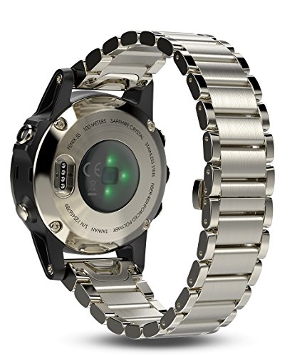 Garmin fēnix 5S, Premium and Rugged Smaller-Sized Multisport GPS Smartwatch, Sapphire Glass, Light Gold W/ Metal Band