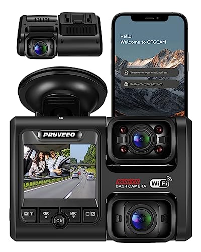 PRUVEEO Dash Cam, Front and Inside 1080P Dual FHD, Single-Channel 2160P, Built-in GPS WiFi, 24H Parking Monitor, 2 Inch LCD Camera, 512 Gb Max, G-Sensor, Infrared Night Vision for Cars and Taxi