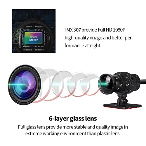 VSYSTO Fish Eye Camera WiFi Motorcycle Dash Cam, 3" IPS Screen GPS WDR HD 1080P Front & Rear Sports Action Camera DVR, 150° Wide Angle SONYIMX307 Lens Night Vision G-Sensor Loop Recording