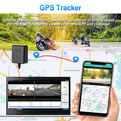 VSYSTO Fish Eye Camera WiFi Motorcycle Dash Cam, 3" IPS Screen GPS WDR HD 1080P Front & Rear Sports Action Camera DVR, 150° Wide Angle SONYIMX307 Lens Night Vision G-Sensor Loop Recording