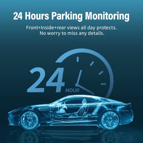 iiwey Dash Cam Front Rear and Inside 1080P Three Channels with IR Night Vision Car Camera SD Card Included Dashboard Camera Dashcam for Cars HDR Motion Detection and G-Sensor for Car, Taxi, Uber