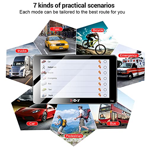 XGODY GPS Navigation for car 2.5D Screen 7 inch 2023 maps car GPS for car Truck GPS Commercial Drivers semi Trucker Navigation System 8GB 256M with Voice Guidance Free Lifetime map Updates
