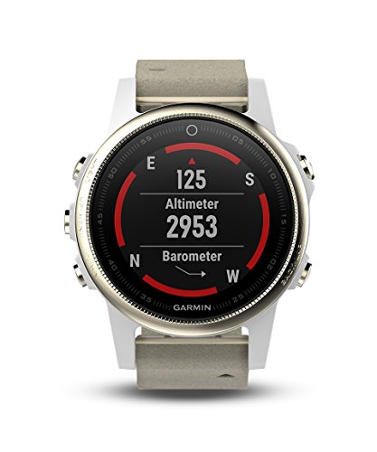 Garmin fēnix 5S, Premium and Rugged Smaller-Sized Multisport GPS Smartwatch, Sapphire Glass, Light Gold W/ Gray Suede Band (010-01685-12), 42mm