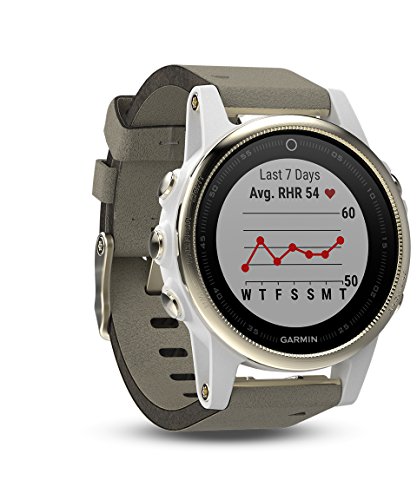 Garmin fēnix 5S, Premium and Rugged Smaller-Sized Multisport GPS Smartwatch, Sapphire Glass, Light Gold W/ Gray Suede Band (010-01685-12), 42mm