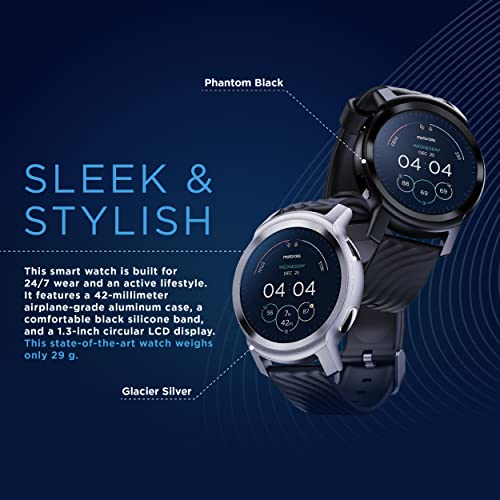 Motorola Moto Watch 100 Smartwatch - 42mm Smartwatch with GPS for Men & Women, Up to 14 Day Battery, 24/7 Heart Rate, SpO2, 5ATM Water Resistant, AOD, Android & iOS Compatible